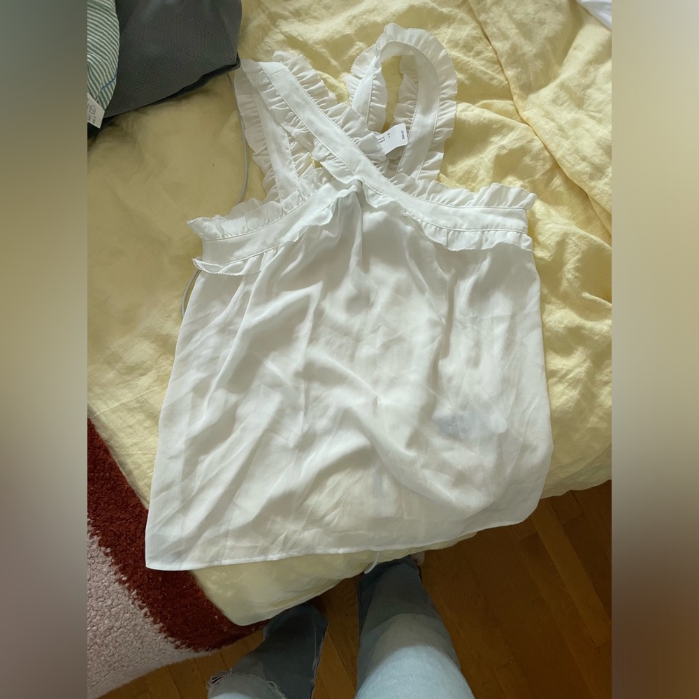 White Ruffled Women's Top